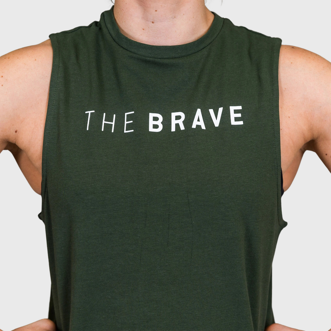 THE BRAVE - SIGNATURE LADIES TANK - DARK OLIVE